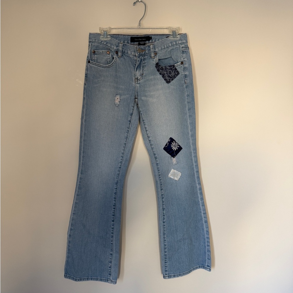 Y2K Light Blue Jeans with Patchwork